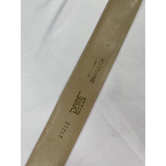 Dame Belt And Bag SKU 7929 Elegant Beige Snake Embossed Leather Belt Size L main image 8